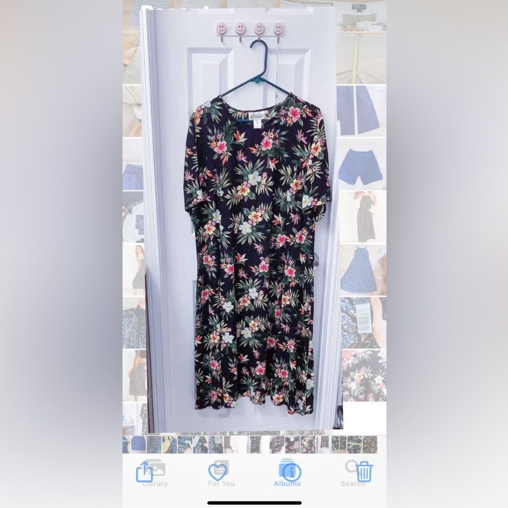 Women's Maxi Dress Sz L All Over Floral‎ Smocked Fairycore cottage chunky
